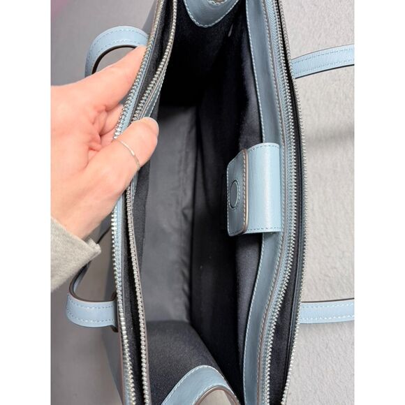 COACH Nina Large Light Blue Bag Classy Elegant Leather Purse - Picture 7 of 9